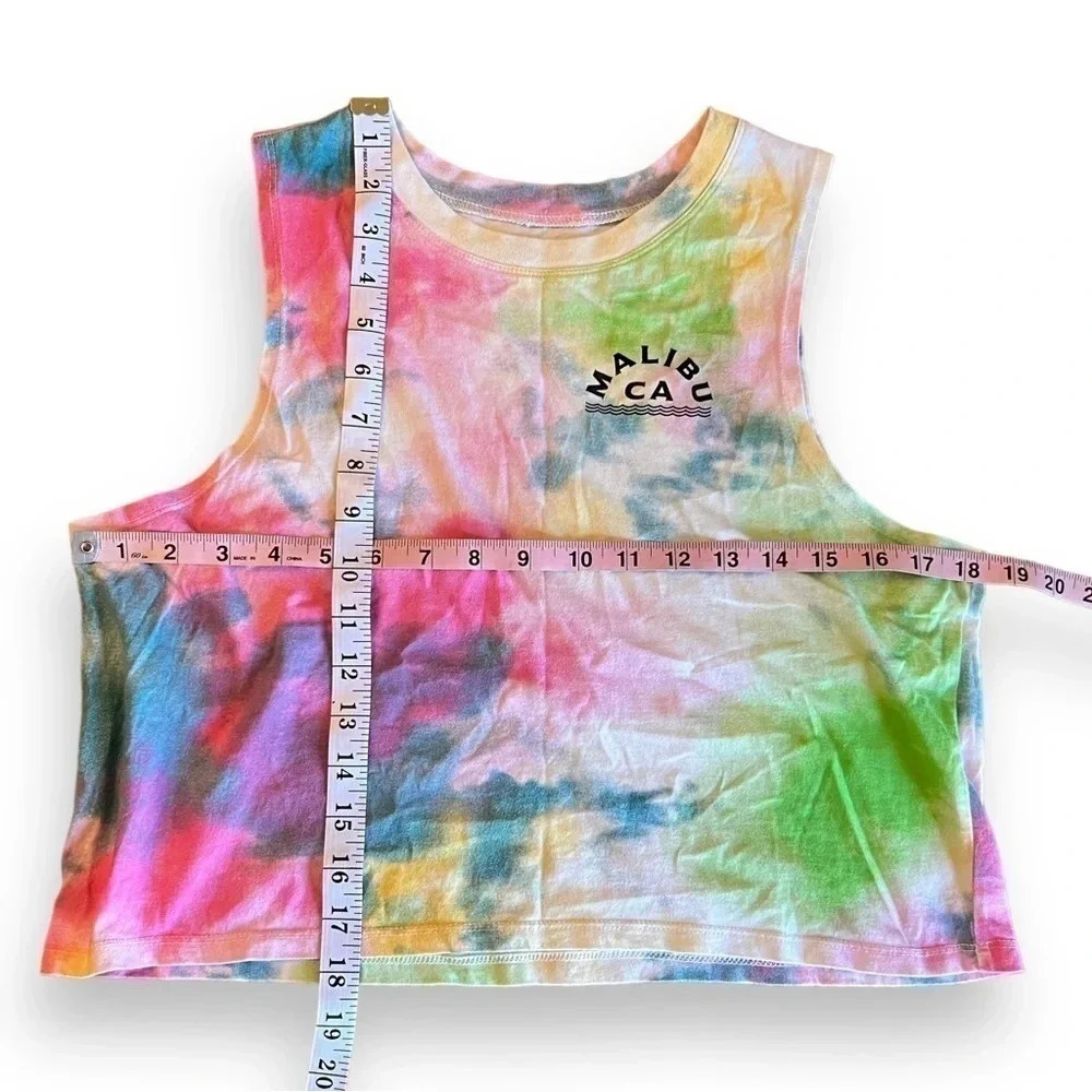Cold Crush Malibu Retro 80s 90s Tie Dye Cropped Tank Top Size Small - Picture 4 of 4